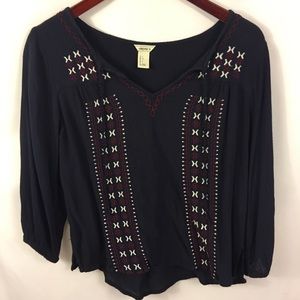 Forever 21 Top BOHO Tunic S embroidery V-neck
